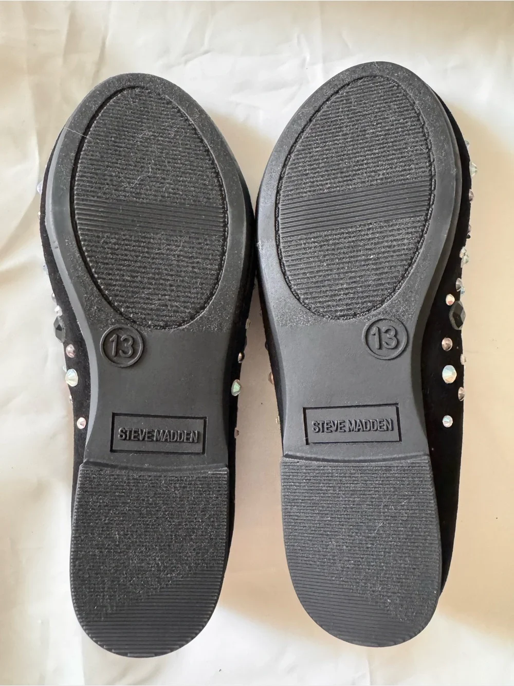 Steve Madden Black Rhinestone & Star Embellished Ballet Flats